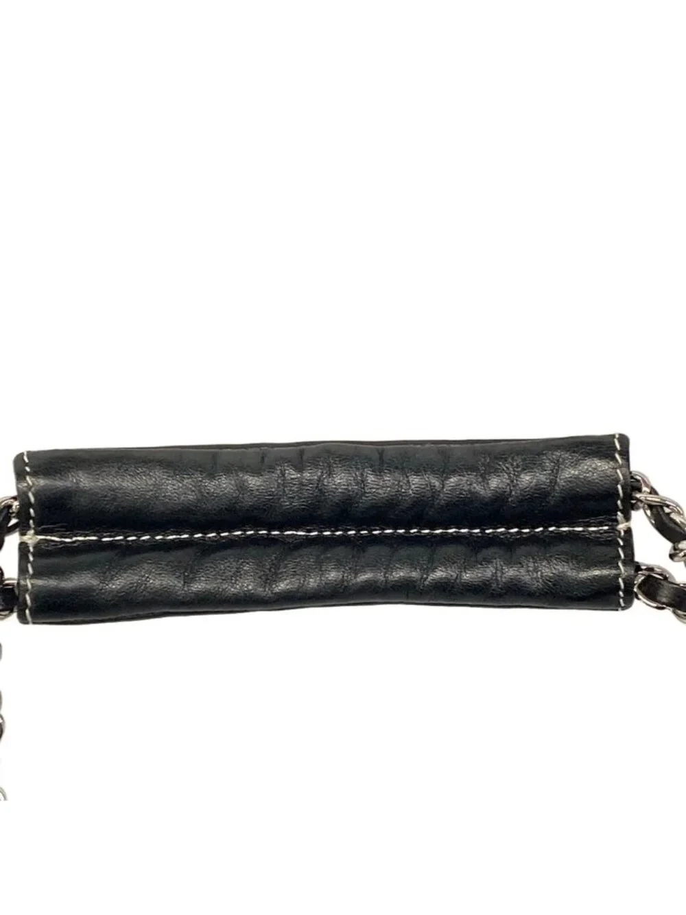 Chanel Tote Bag Wild Stitch Black White Silver Lambskin